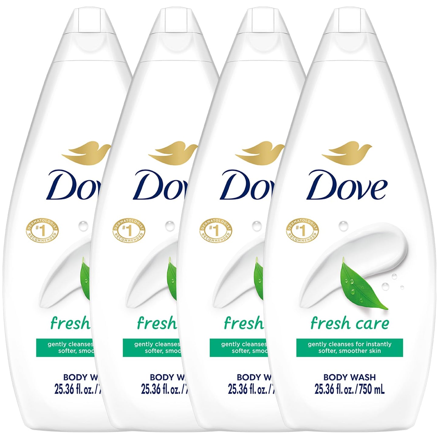 Dove Body Wash Fresh Care 4-Pack for Soothing Moisturizing Cleanser