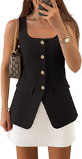 ZESICA Women's Sleeveless Suit Vest Square Neck - Tailored Fit