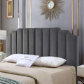 24KF Dark Gray Velvet Tufted King Upholstered Headboard - Modern