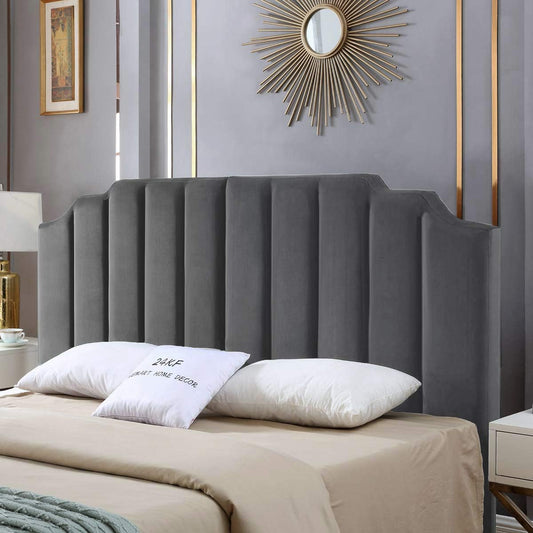 24KF Dark Gray Velvet Tufted King Upholstered Headboard Review
