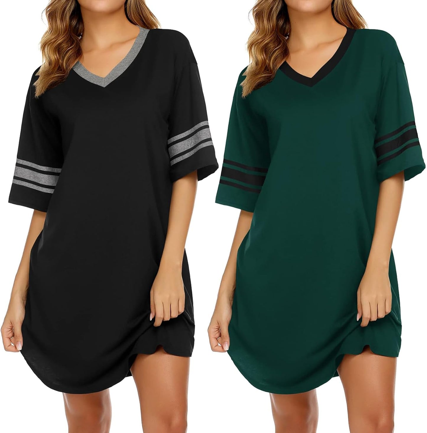 Ekouaer Nightgowns for Women 2 Pack Comfortable Sleepwear