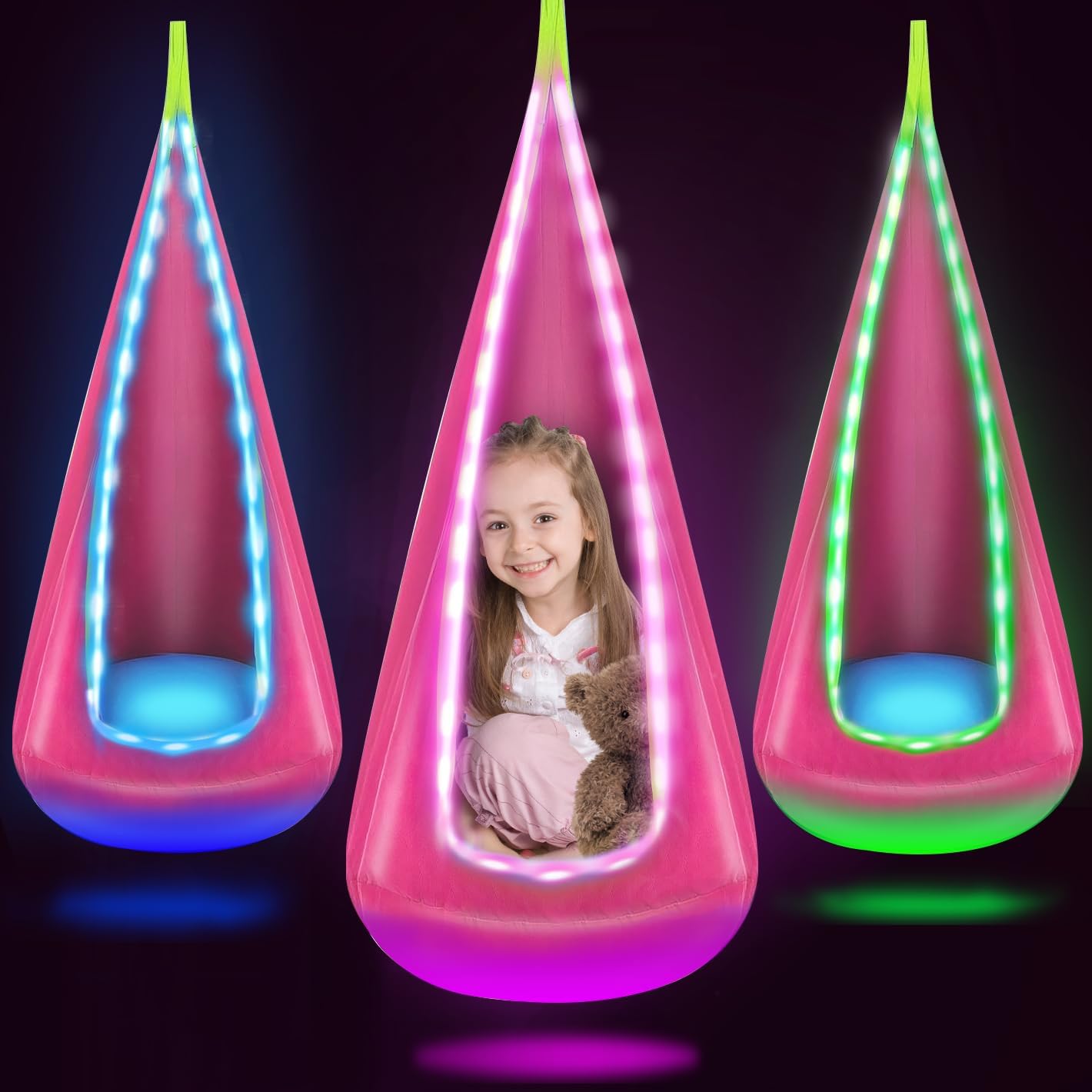 Light Up Kids Pod Swing Seat for Sensory Play and Relaxation
