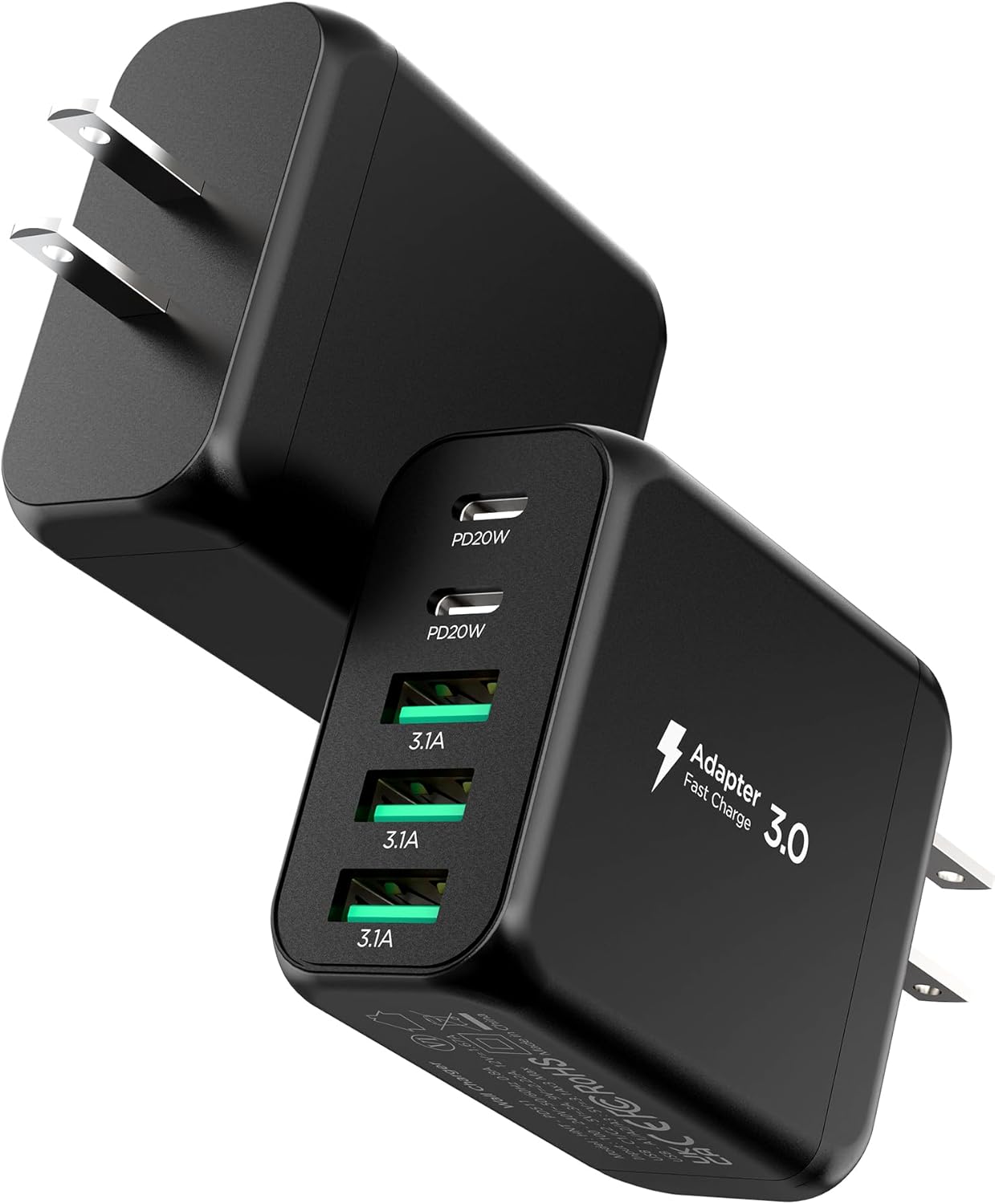 Fast Charge 5-Port USB C Wall Charger Duo: Power up Multiple Devices Quickly! 