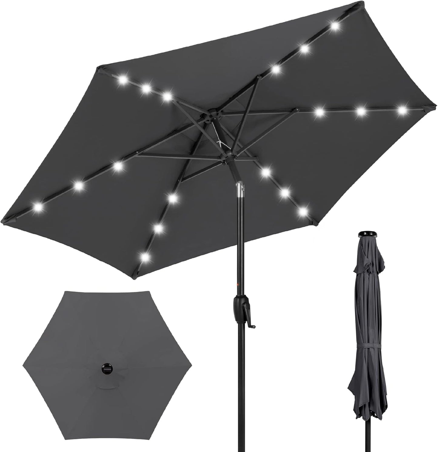 7.5ft Outdoor Solar Market Umbrella with LED Lights for Patio