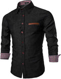 Men's Casual Dress Shirt Button Down Long-Sleeve Denim Shirt