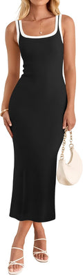 ZESICA Women's Summer Bodycon Midi Dress - Flattering Stretch Fit