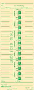 Office Depot Time Cards, Weekly Format, Pack Of 100