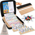 Mexican Train Dominoes Set with 8 Wooden Holders for Fun