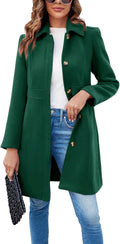 Fisoew Womens Elegant Single Breasted Coat - Warm Mid-Length Overcoat