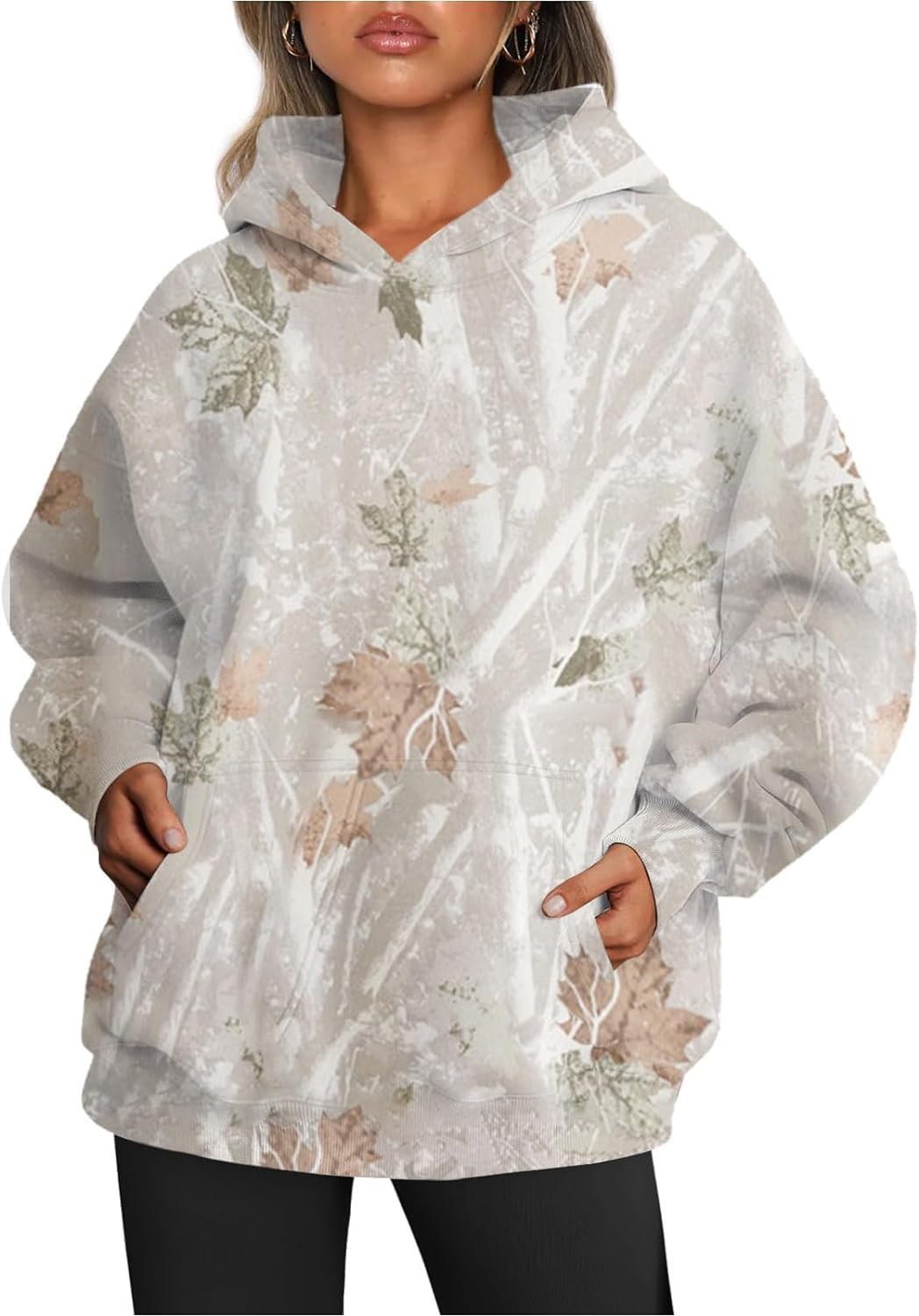 Camo Maple Leaf Hoodie: Cozy Oversized Style
