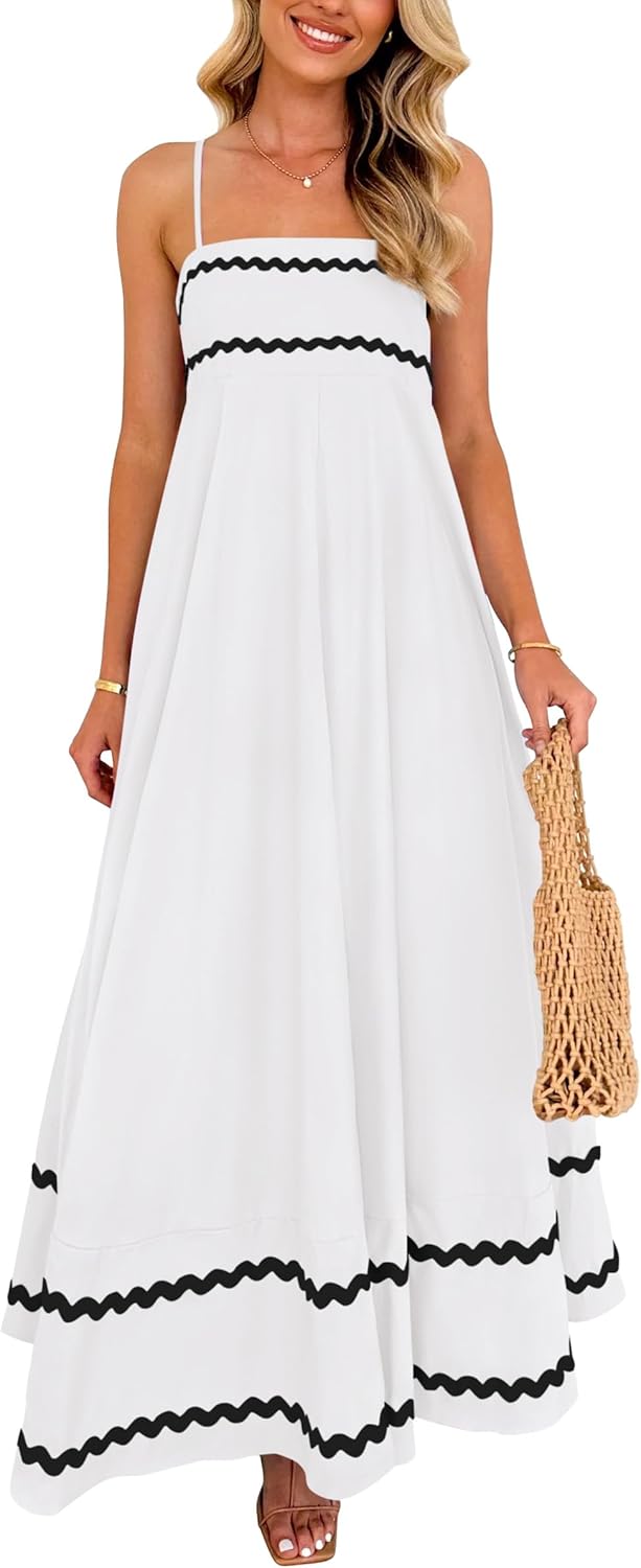 PRETTYGARDEN Women's Summer Flowy Maxi Dress for Beach Fun