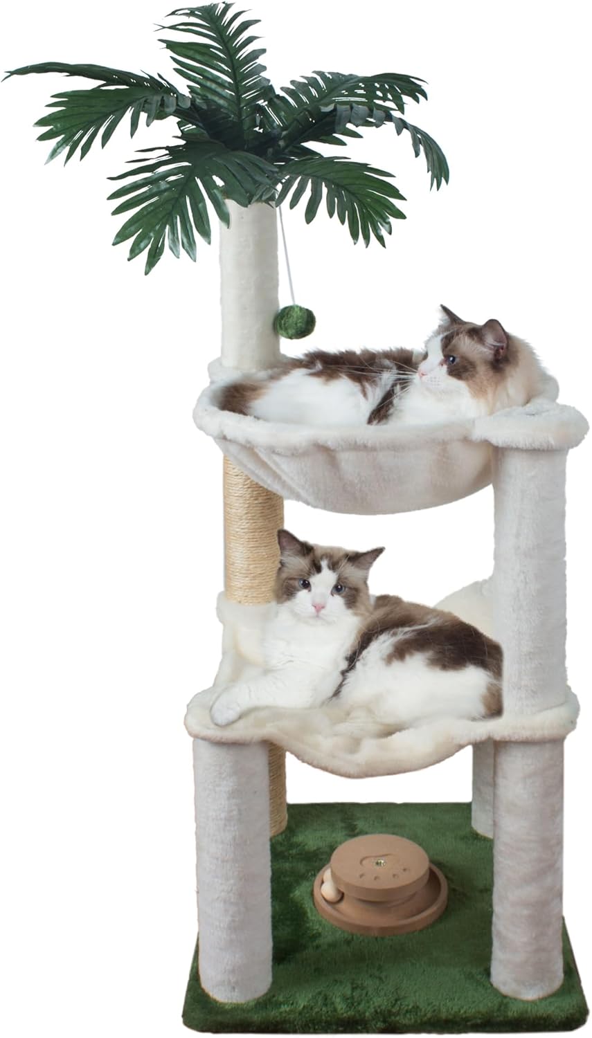 Cat Scratching Post 40 Inches with Double Hammock and Toy