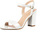 Women Chunky Block Heels 3.5in Open Toe Ankle Strap - Comfortable