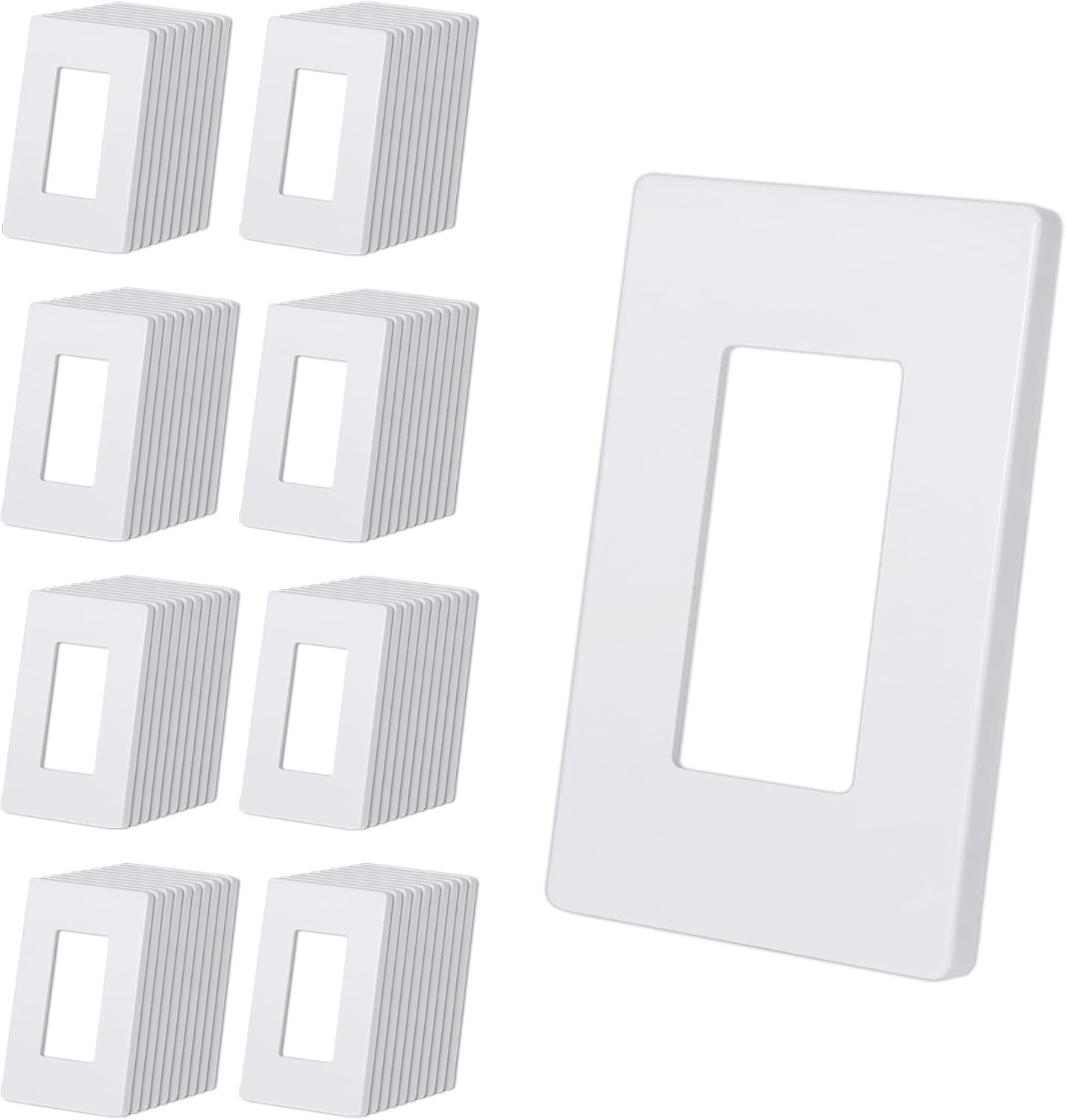 CML 80 Pack Matte White Screwless Wall Plates for Modern Decor