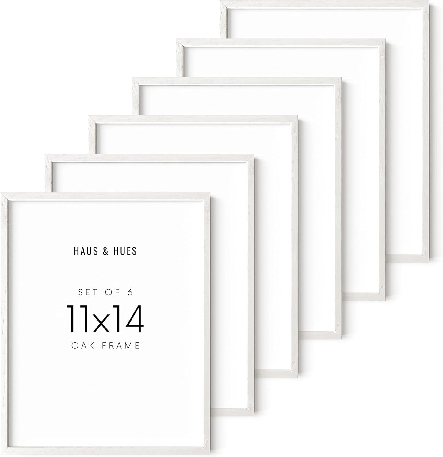 Haus and Hues 11x14 White Oak Picture Frame Set of 6 for Home