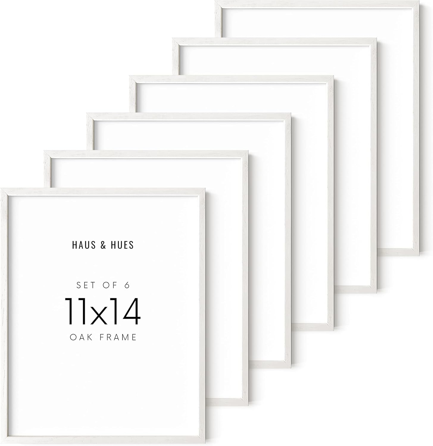 Haus and Hues 11x14 White Oak Picture Frame Set of 6 for Home