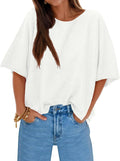 Cicy Bell Womens Half Sleeve Oversized Boat Neck Knitted Pullover this