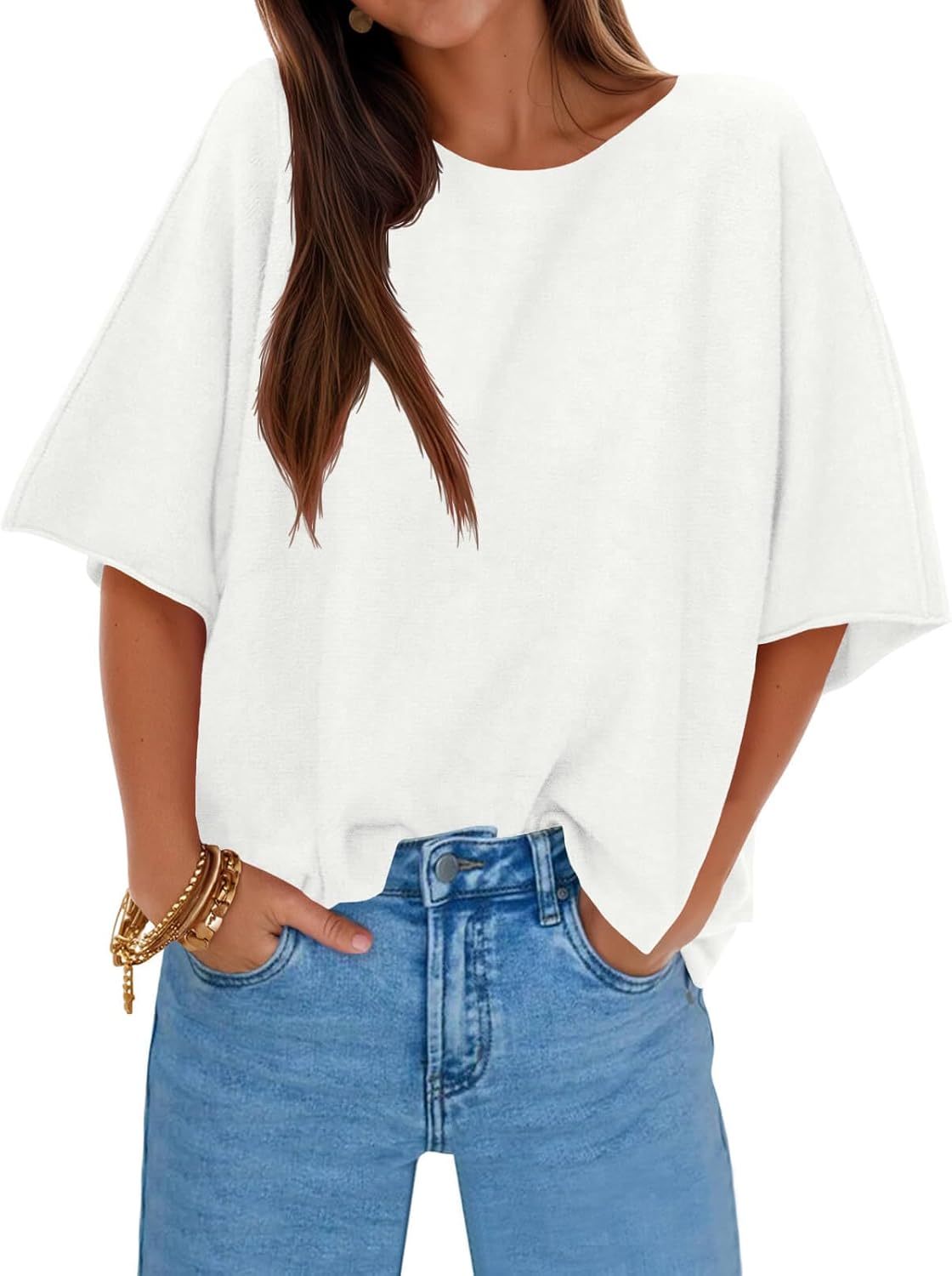 Cicy Bell Womens Half Sleeve Sweaters Trendy Casual Fall Tops