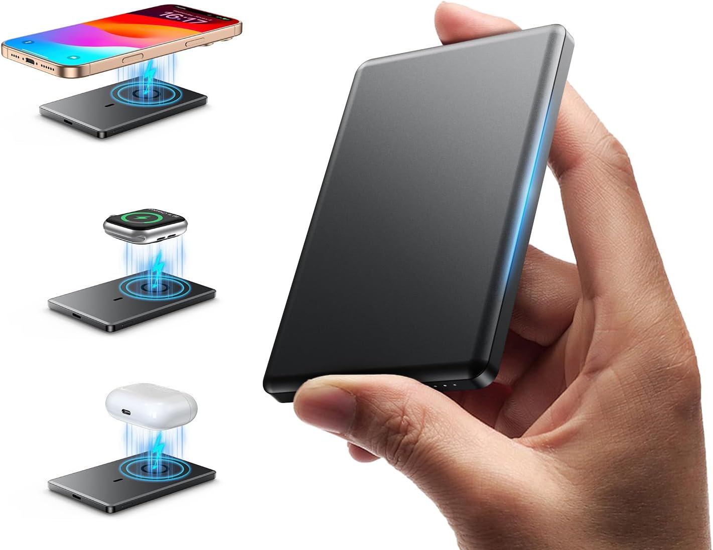 OZKKCT Ultra Slim Magnetic Portable Charger for iPhone