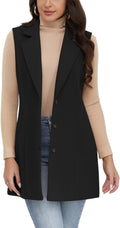 Plaid Vest for Women Fall Winter Sleeveless Blazer Jacket - Wool Look