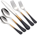 20-Piece Black Gold Silverware Set 18/0 Stainless Steel - Modern