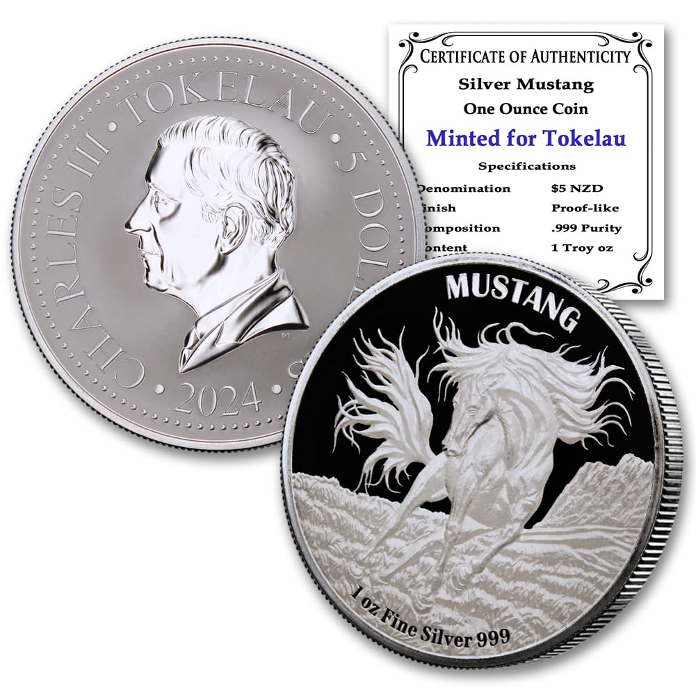 2024 1 oz Tokelau Silver Mustang Coin Prooflike with Cert