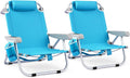 Goplus 2 Pack Beach Chairs - 5 Positions, Towel Bar, Portable