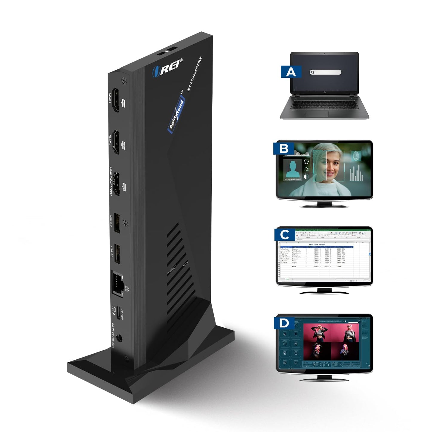 OREI SplitExtend 14 in 1 Docking Station for Multi Monitor Setup