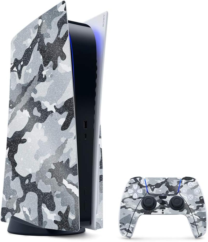 MightySkins Glossy Glitter Gaming Skin for PS5 - Gray Camouflage