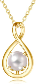 Birthstone Infinity Necklace for Women - Dainty Pearl Pendant