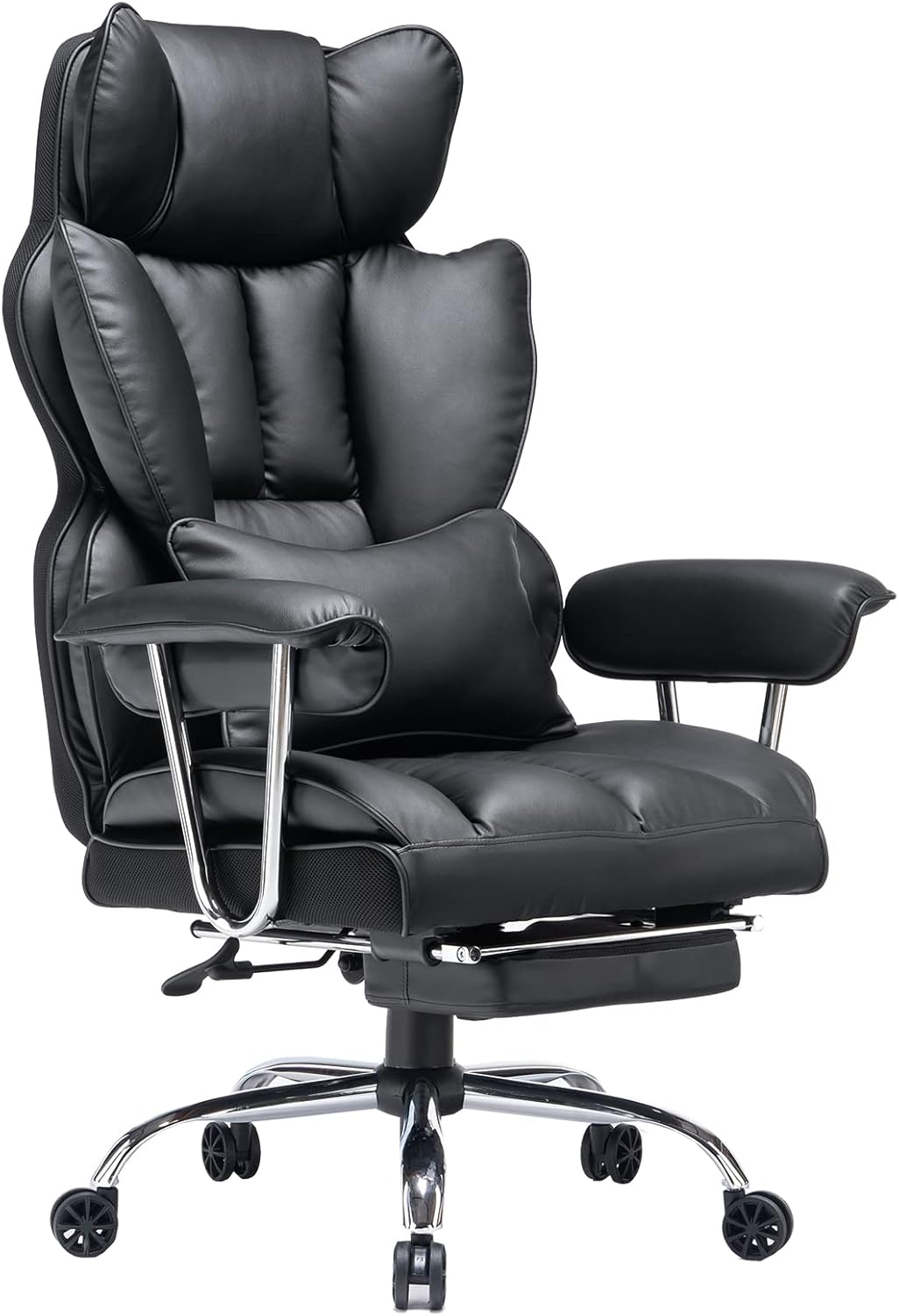 Efomao Big and Tall Office Chair with Leg Rest and Lumbar Support