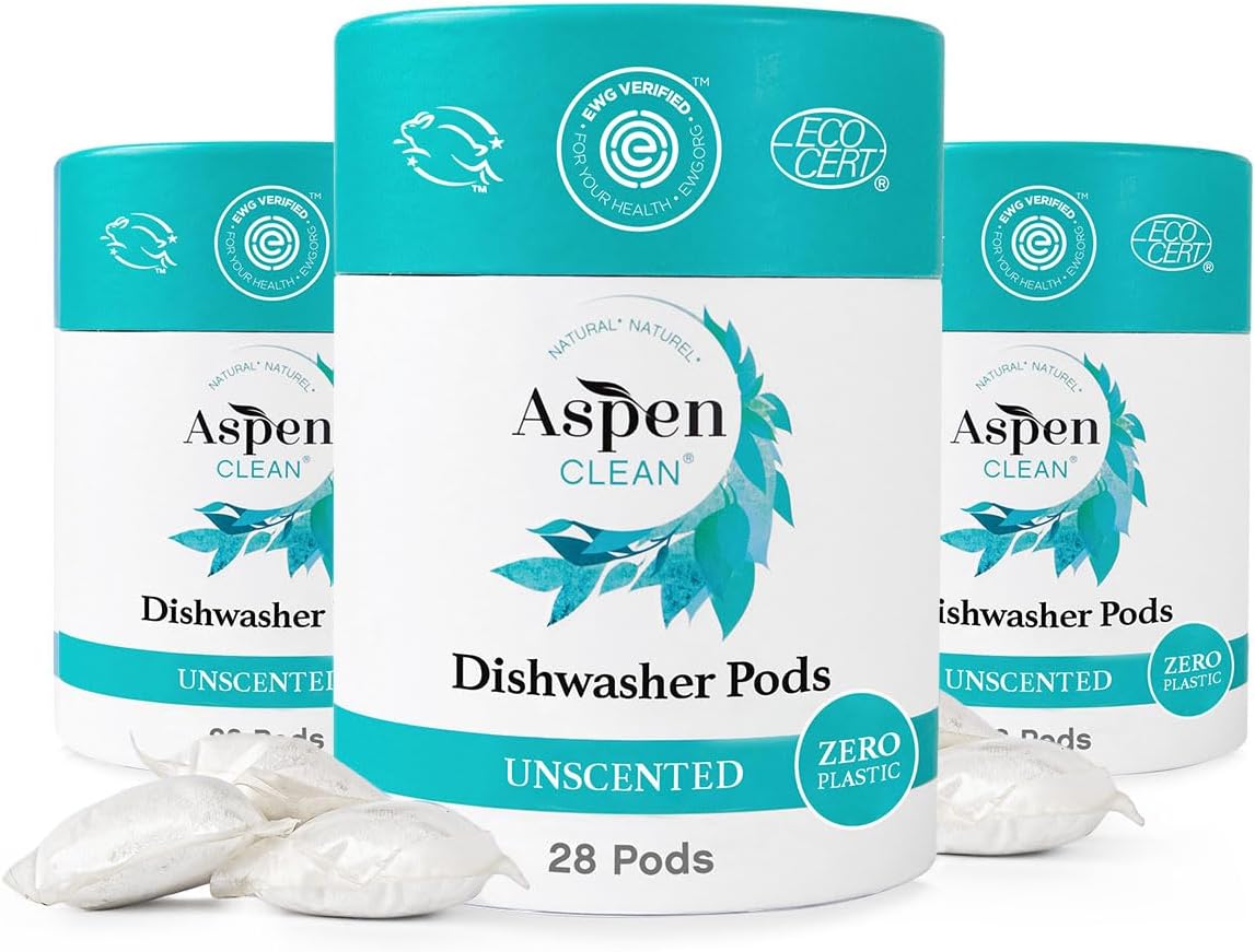 Unscented Dishwasher Pods by AspenClean - Eco-Friendly Cleaning