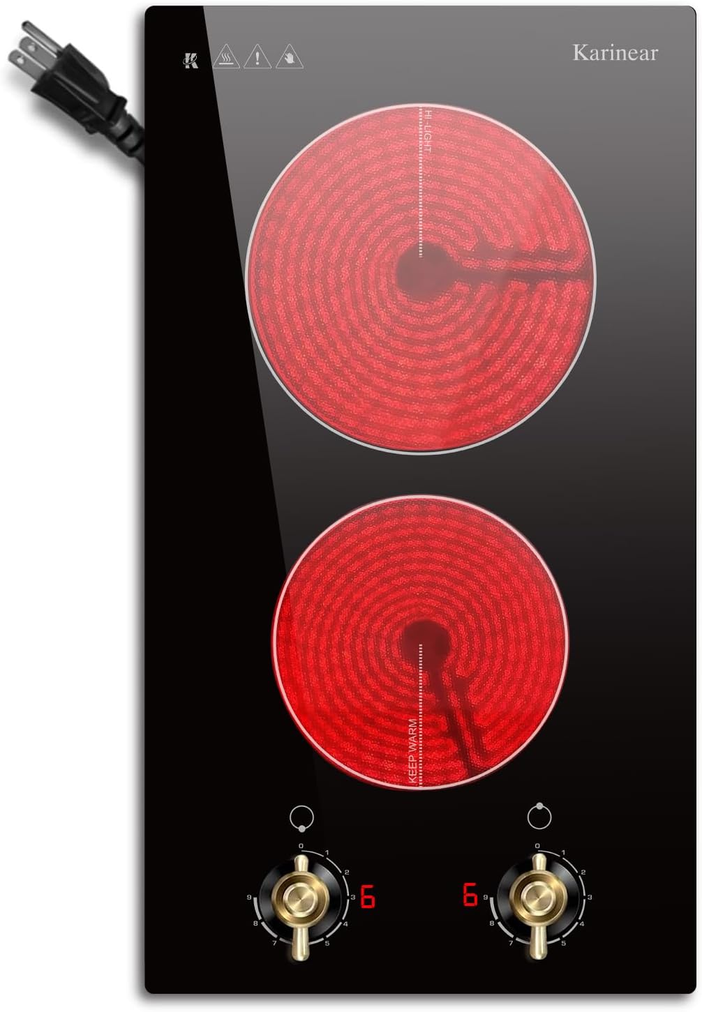 Karinear 110V Electric Cooktop 2 Burners for Versatile Cooking