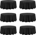 PureFit 6 Pack Round Black Table Cloths 70 in - Wrinkle and Stain