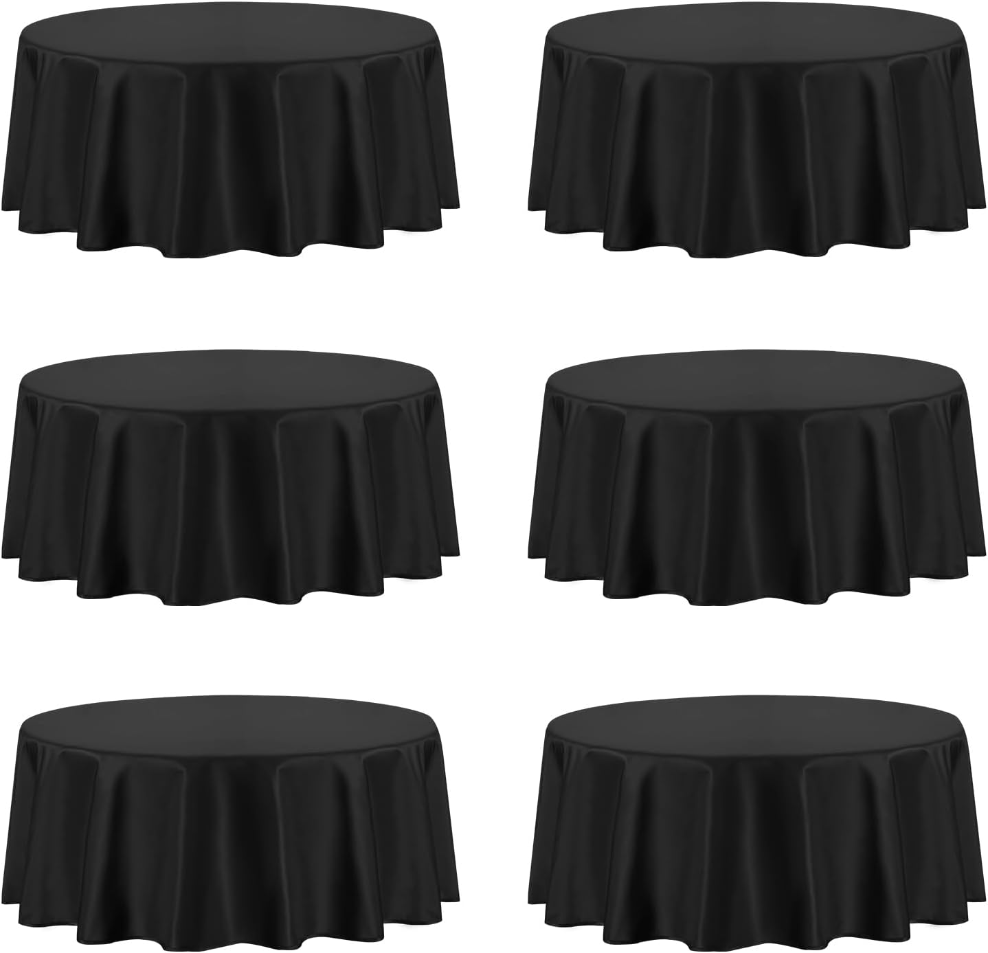 PureFit 6 Pack Round Black Table Cloths for Elegant Events