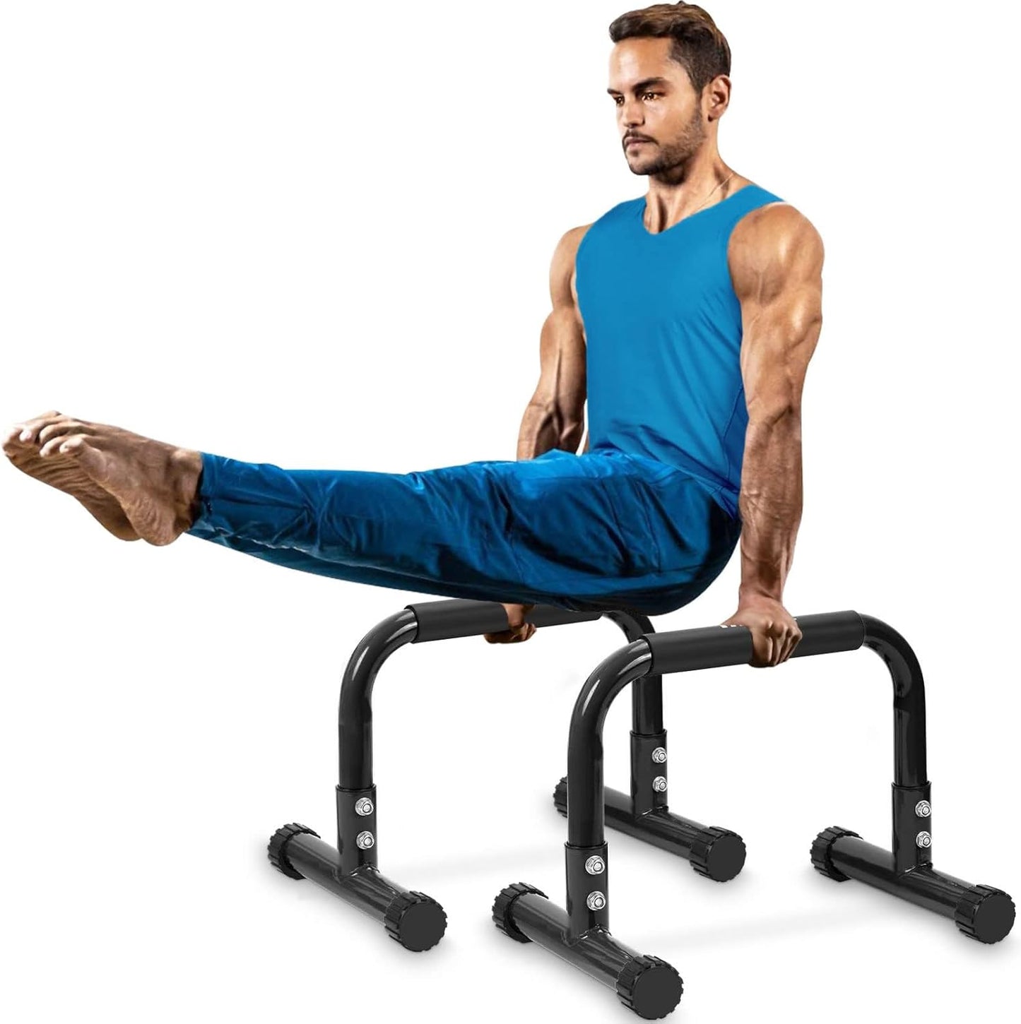 TABEKE Push Up Bar - 12in High Parallettes for Strength Training