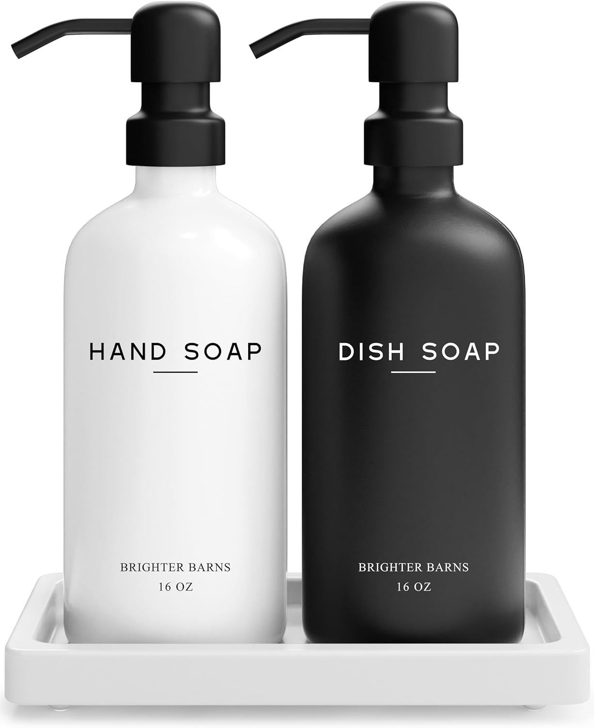 Luxury Glass Hand and Dish Soap Dispenser Set for Kitchen