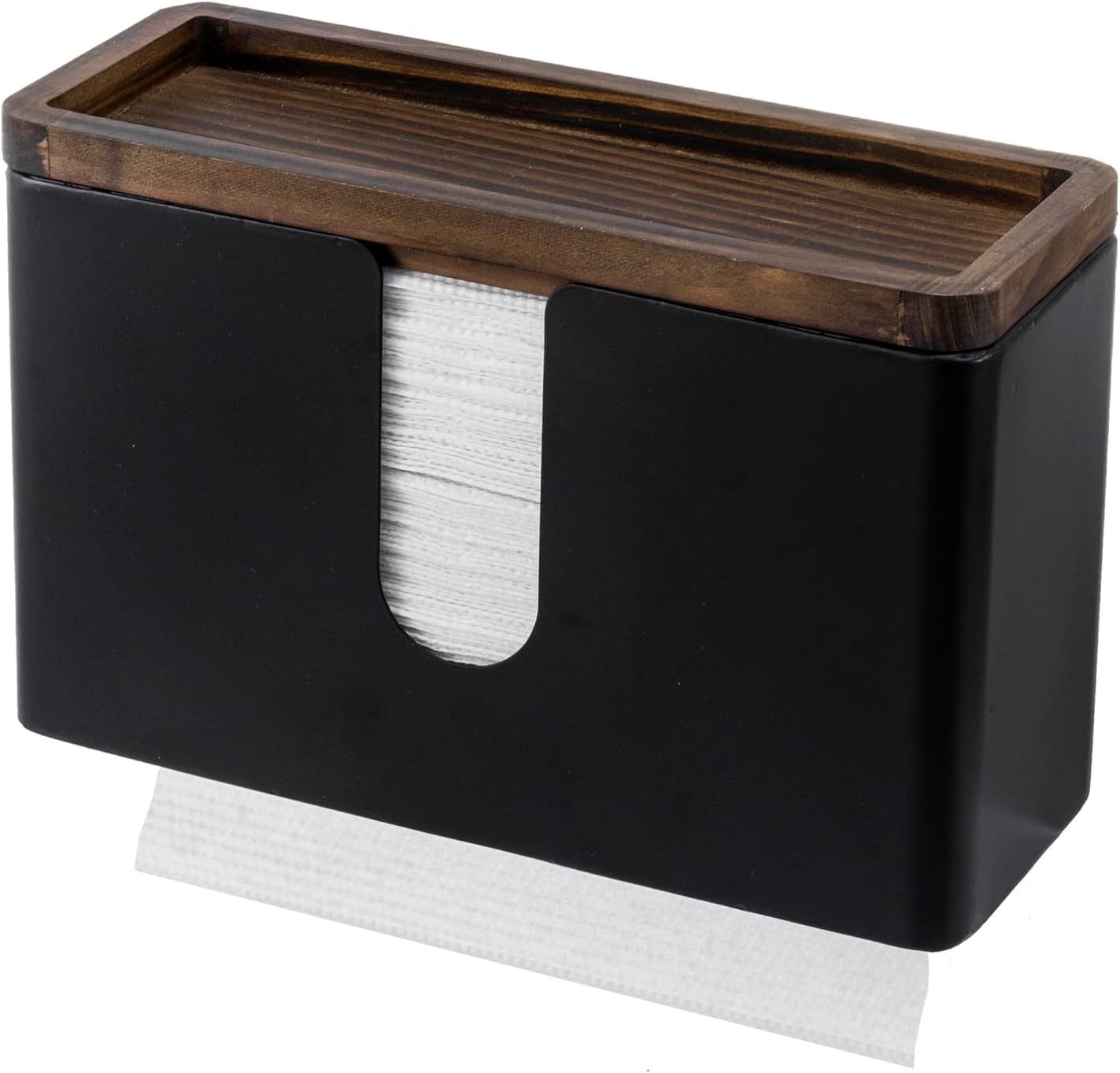 Deluxe Modern Matte Black Metal Folded Paper Towel Holder
