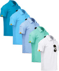 ZITY Mens Polo Shirt Short Sleeve 5 Pack - Moisture-Wicking Summer Fit