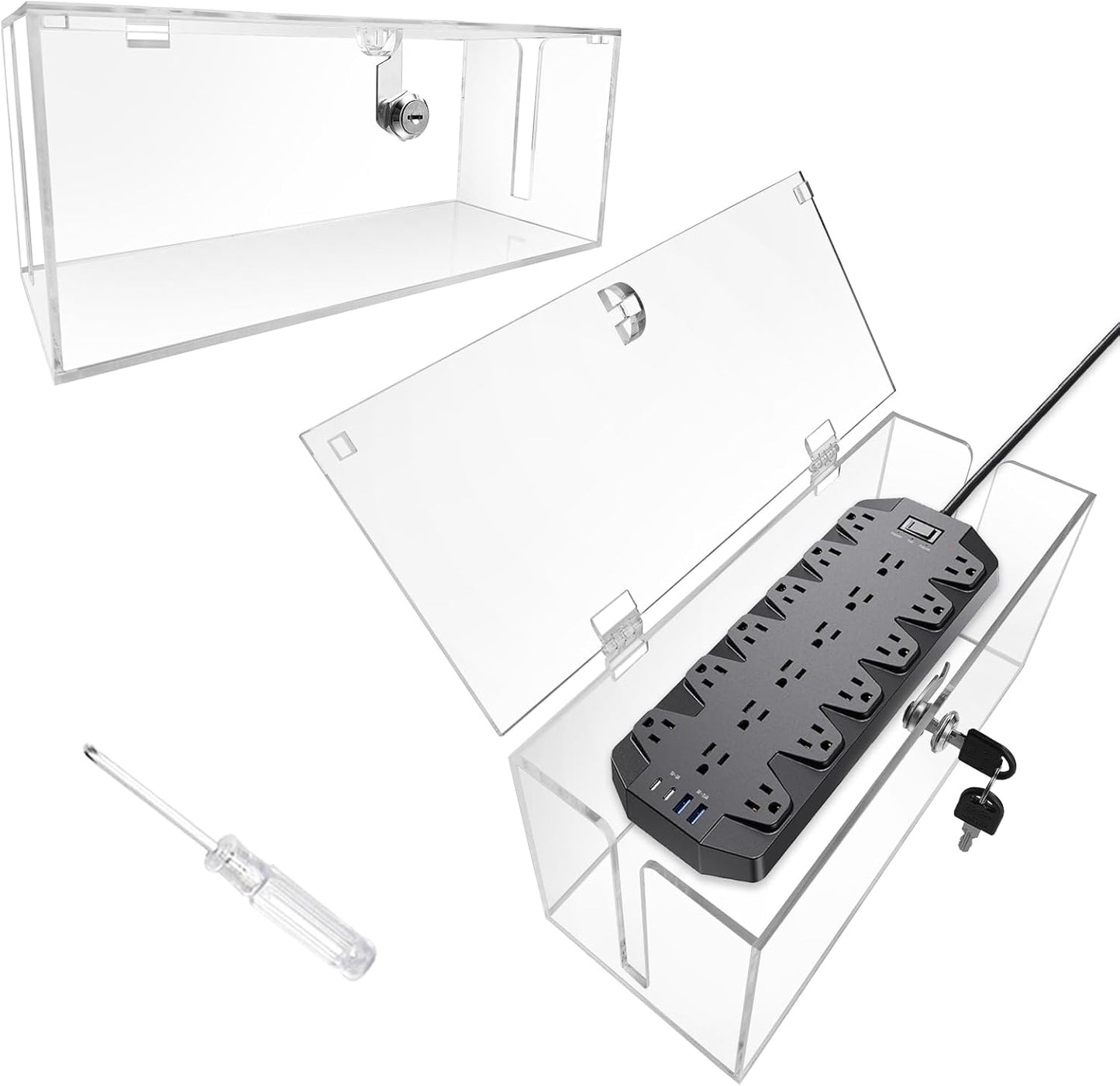 Lockable Acrylic Cable Box - Child & Pet Proof