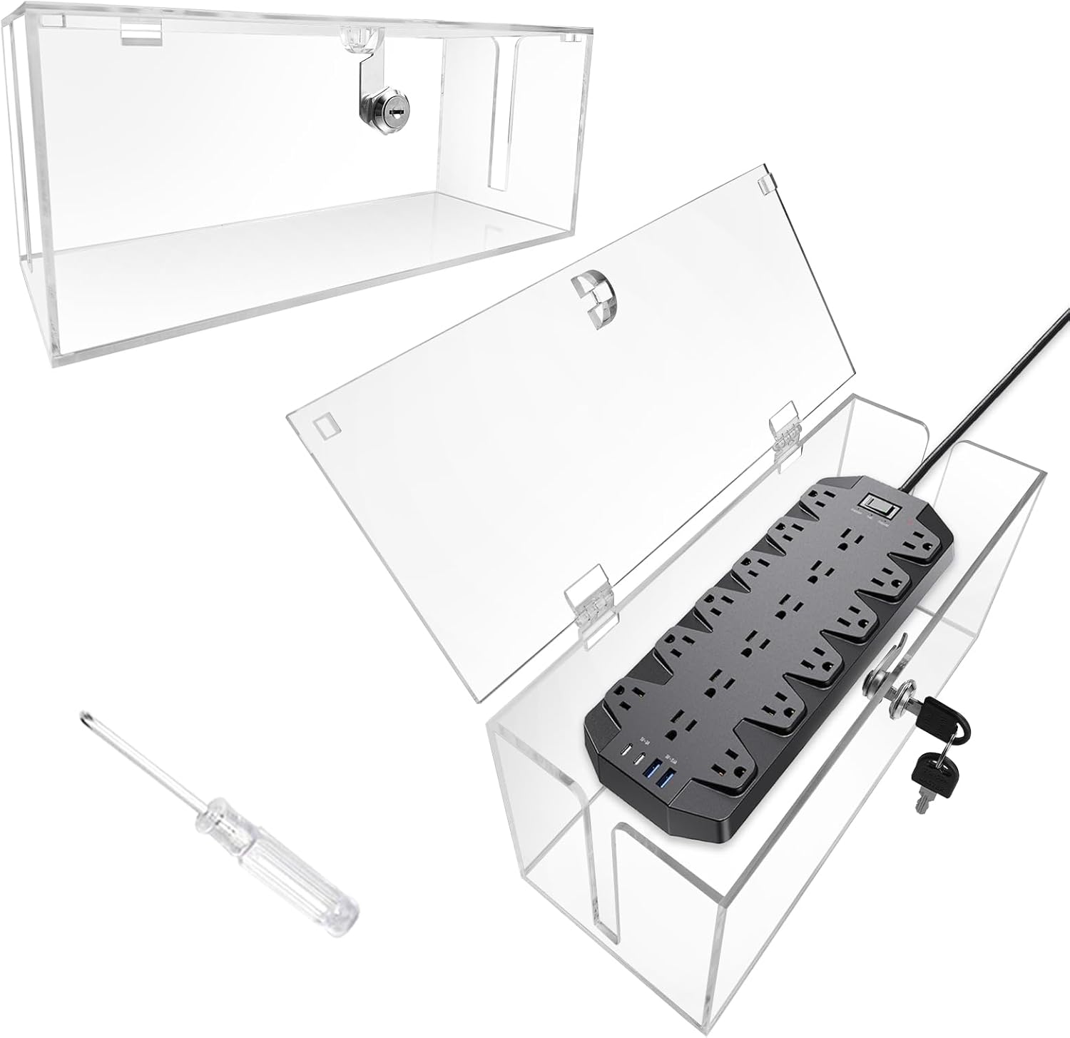 Lockable Acrylic Cable Box - Child & Pet Proof