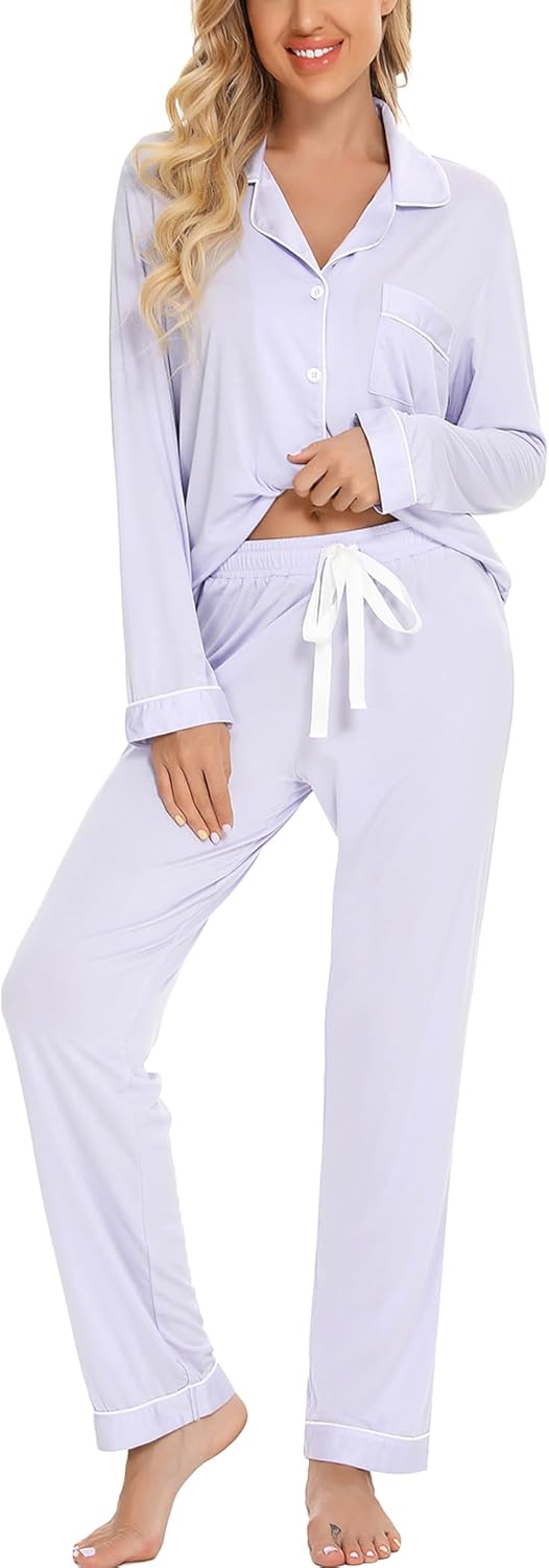 Leikar Button Up Pajama Set for Women - Soft and Comfortable PJs
