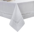 Fabric Table Cloth with White Lace 60x144in - Waterproof, Wrinkle Free