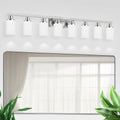 8-Light Bathroom Light Fixtures 52in Nickel Vanity Light - Bright