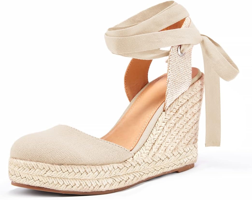 FISACE Womens Summer Espadrille Heel Platform Wedge Sandals