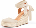 FISACE Womens Espadrille Wedge Sandals Closed Toe - Comfortable 3.2in