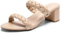 Women's Two Braided Strap Low Heels Sandals - Comfortable