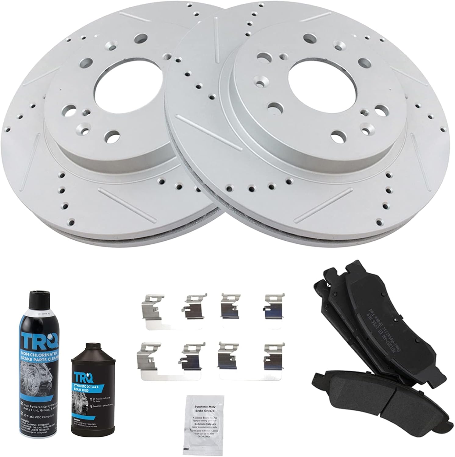 TRQ Front Brake Pad & Rotor Kit for Cadillac and Chevrolet Vehicles