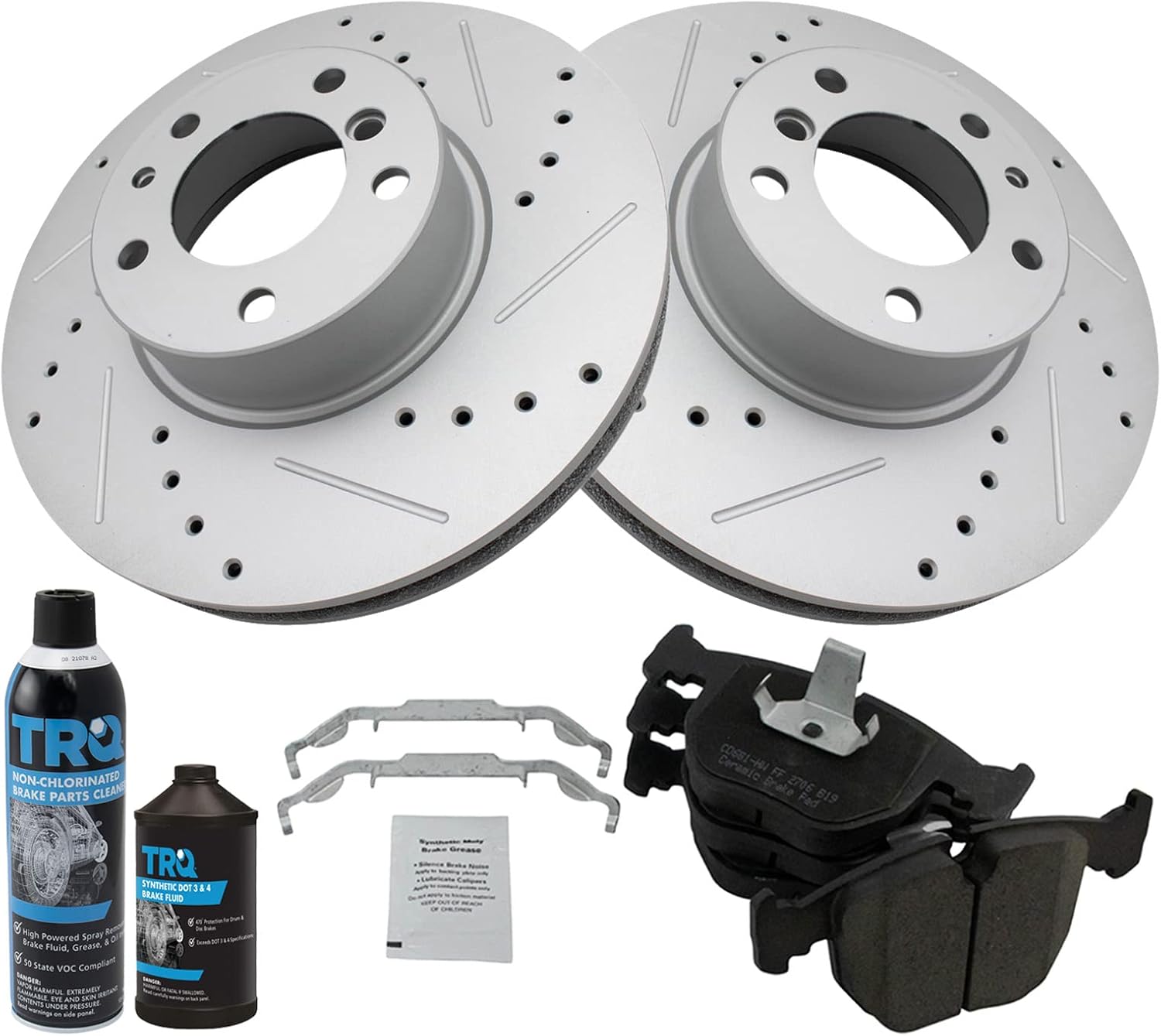 TRQ Front Performance Brake Pad & Rotor Kit for BMW 540i 740i