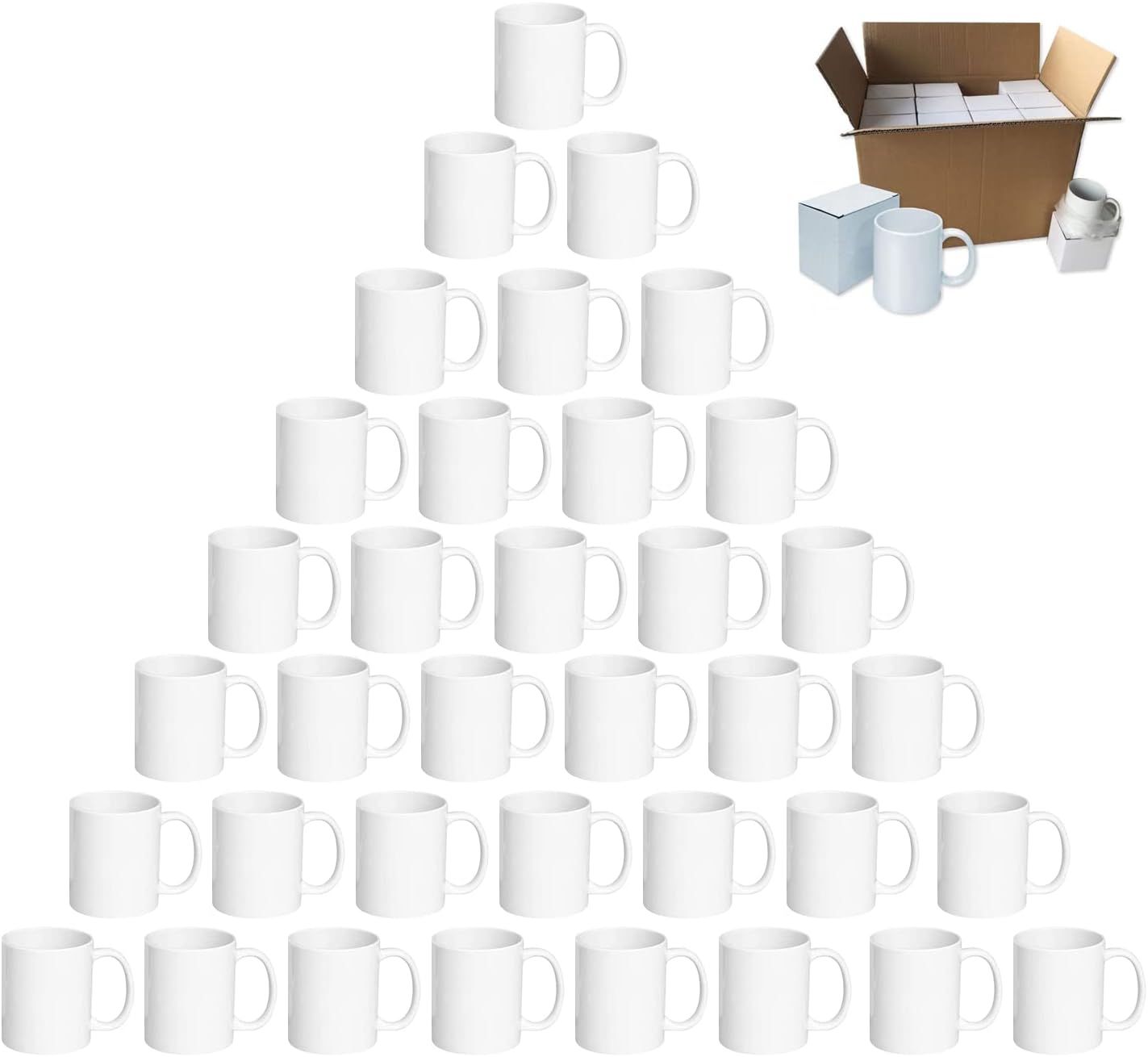 Large-Handle Sublimation White Mugs Set by Holywarm